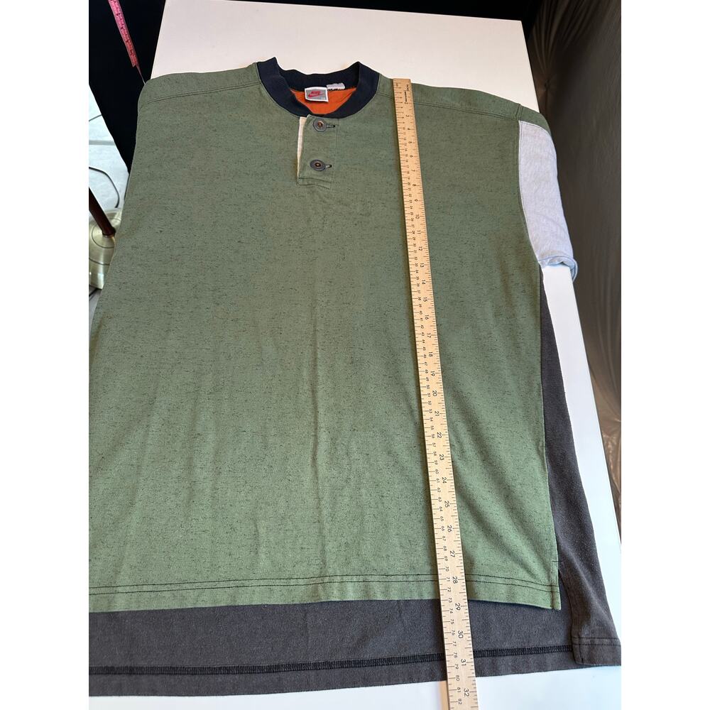 Vintage 90s Nike Air Jordan No.23 Legendary Henley Rugby Long Sleeve Green XL - Picture 8 of 10